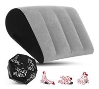 Triangle Sex Position Pillow Sex Dice Set-Portable Sex Wedge Pillow Sex Ramp Ideal for BDSM Beginner-Inflatable Lumbar Support Cushion Leg Pillow Bed Wedge Cushion Couples Sex Toys for Adult (Grey)
