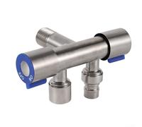 Triangle Shape Stainless Steel Angle Valve 1 Input 2 Output with Dual Control for Household and Outdoor Water Management (A)
