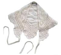 Triangle Shaped Crochet Headband Towel Featuring Hollow Design and Jacquard Strawberry Patterns for Hair or Scarf Use (H)