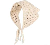 Triangle Shaped Crochet Headband Towel Featuring Hollow Design and Jacquard Strawberry Patterns for Hair or Scarf Use (G)