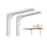 Triangle Shelf Brackets Right Angle Shelf, 2 Pcs Heavy Duty Metal Shelf Brackets,Wall Mounted Hanging Shelves, Stable and Durable(White,W 300*L 400 Mm (12*16In))