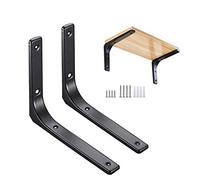 Triangle Shelf Brackets Right Angle Shelf, 2 Pcs Heavy Duty Metal Shelf Brackets,Wall Mounted Hanging Shelves, Stable and Durable(Black,W 300*L 400 Mm (12*16In))