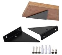Triangle Shelf Support Brackets, Heavy Duty Steel Wall Mounted Furniture Brackets, For Bookcases And Wall Shelves, 2 Pack, Black Or White(White)