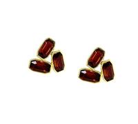 Triangle Studs Earrings Decorated by Red Rhinestones Highlight Symmetric Styles for Fashion Forward Individuals Comfort Fit Geometric Earrings Pair with Red Diamonds Highlight for Modern Styles