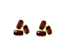 Triangle Studs Earrings Decorated by Red Rhinestones Highlight Symmetric Styles for Fashion Forward Individuals Comfort Fit Geometric Earrings Pair with Red Diamonds Highlight for Modern Styles