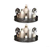 Triangle Suction Cup Shelf For Bathroom Corners With Hook For Organizing Toiletries Shampoo Bottles And Small Bath Items(Black Double-layer)