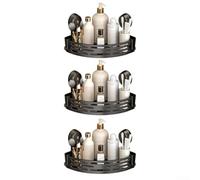Triangle Suction Cup Shelf For Bathroom Corners With Hook For Organizing Toiletries Shampoo Bottles And Small Bath Items(Black Three-layer)