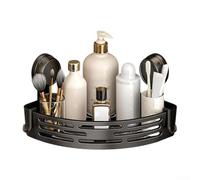 Triangle Suction Cup Shelf For Bathroom Corners With Hook For Organizing Toiletries Shampoo Bottles And Small Bath Items(Black Single-layer)