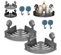 Triangle Suction Cup Shower Caddy, 2026 New Corner Shower Caddy Suction Cup, No-Drill Suction Cup Corner Shower Shelf, Easy to Install, for Bathroom Kitchen (2PCS-Grey)
