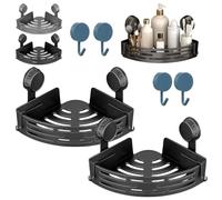 Triangle Suction Cup Shower Caddy, 2026 New Corner Shower Caddy Suction Cup, No-Drill Suction Cup Corner Shower Shelf, Easy to Install, for Bathroom Kitchen (2PCS-Black)