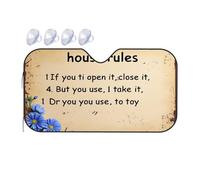 Triangle Sun Shade House Rules: A Playful Reminder To Close, Use, And Return Car Windshield Sunshade Polarized Sun Visor For Car Sun Shade For Car(70x130cm)