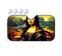 Triangle Sun Shade Leonardo Da Vinci'S Mona Lisa: A Masterpiece Reimagined Car Windshield Sunshade Sun Visor Car Shade(70x130cm)