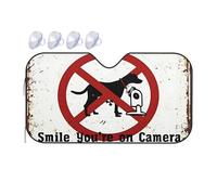 Triangle Sun Shade Prohibited: No Dog Pooping On Security Cameras Allowed Car Windshield Sunshade Polarized Sun Visor For Car Sun Shade For Car(76x140cm)