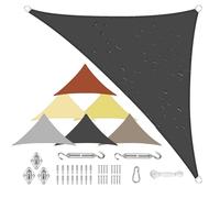 Triangle Sun Shade Sail 5x5x7.1M, Sun Shade Shelter, 90% UV Block, With Fixing Kit, for Outdoor Patio Garden - dark gray