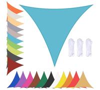 Triangle Sun Shade Sail, Waterproof 90% UV Protection, Garden Canopy for Balcony, Terrace, Beach, Pool, Backyard - Blue 4x4x4m with Grommets