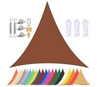 Triangle Sun Shade Sail with Grommets - Waterproof 90% UV Protection Canopy for Balcony, Terrace, Garden, Beach, Pool, Backyard - Brown 4x4x4m