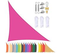 Triangle Sun Shade Sail with Grommets, Waterproof 90% UV Protection Canopy for Balcony, Terrace, Garden, Beach, Pool, Backyard - Rose Red 4x4x5.7m