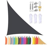 Triangle Sun Shade Sail with Grommets, Waterproof 90% UV Protection Canopy for Balcony, Terrace, Garden, Beach, Pool, Patio - Black 4x4x5.7m