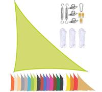 Triangle Sun Shade Sail with Grommets, Waterproof 90% UV Protection Canopy for Balcony, Terrace, Garden, Beach, Pool, Backyard - Yellow Green 4x4x5.7m