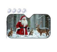 Triangle Sun Shade Santa And Friends In The Snowy Forest Car Windshield Sunshade Portable Sun Shade Car Window Shade(70x130cm)