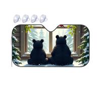 Triangle Sun Shade Two Bears Gazing At Winter Forest Through Window Car Windshield Sunshade Portable Sun Shade Car Window Shade(70x130cm)