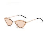 Triangle Sunglasses Alloy Rimless Crystal Shiny Sun Glasses Female Unique Elegant Green Rhinestone Shades (Gold Champagne,Other)