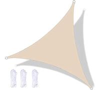 Triangle Waterproof Shade Sail - UV Resistant, Breathable Canopy for Outdoor Patio, Garden, Carport - with Shade Rope - 3.6M Beige Outdoor Awning