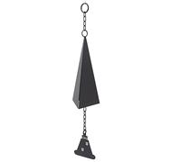 Triangle Wind Chime Pendant, Iron Courtyard Bell Decoration with Hanging Ring, Black Spray Painted Weatherproof Outdoor Wall Bell for Garden Balcony