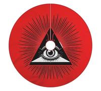 Triangle With All Seeing Eye Funny Christmas Tree Skirt Red 36 Inches Xmas Tree Mat Funny Decor for Family Christmas Holiday