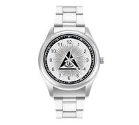 Triangle with All Seeing Eye Quartz Watch Alloy Watch Dress Decorative for Business Men Women with Design Pattern Print