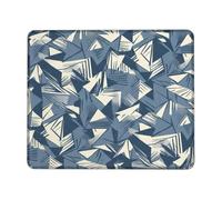 Triangles Small Mouse Pad, Geometric Modern Lines Shapes None Navy Square Rubber Washable Portable Mini Desk Mousepad Desk Accessories for Gaming Computer Laptop Square 8x10 Inch