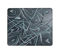 Triangles Small Mouse Pad, Modern Abstract Lines Geometric Shapes Black Square Rubber Non Slip Portable Mini Desk Mousepad Desk Accessories for Gaming Computer Laptop Square 8x10 Inch