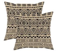 Triangles Throw Pillow Covers Set of 2, Bohemian Modern Diamonds Lines None Black Soft Velvet Washable Square Pillow Cases for Home Bedroom Living Room Sofa Couch Decor 14x14 Inch