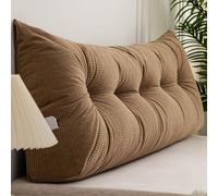 TrianguBackrest Pillow for Bed & Sofa Lumbar Supporwith Removable Cover Ideal Reading Pillow for Comfort (60×40×12cm Brown)