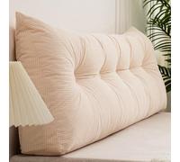 TrianguBackrest Reading Pillow Removable Cover Bed & Sofa Lumbar Support Cushion Comfortable Bolster for Daybed & Home Decor (100×40×12cm Beige)