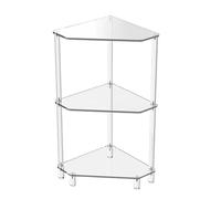 Triangular Acrylic Corner Table - 3-Tier Multi-Purpose Bathroom & Display Rack - Space-Saving End Table & Shelving Unit for Corners