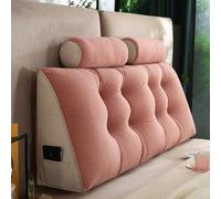 Triangular Back Support Solid Color Headrest Cushions Bed Wedge Headboard Pillow with Neck Roll Removable And Washable for Reading in Bed Dorm Room Use,006,200 * 50 * 20cm