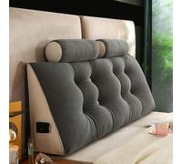 Triangular Back Support Solid Color Headrest Cushions Bed Wedge Headboard Pillow with Neck Roll Removable And Washable for Reading in Bed Dorm Room Use,002,120 * 50 * 20cm
