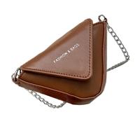Triangular Bag, Leather Triangular Bag - Slingshot Handbag - Fashion Handbag, Small PU Leather Shoulder Bag, Chest Bag with Chain, Waist Bags, brown, Se référer à la description