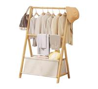 Triangular Bamboo Coat Rack with Storage Bag Stable Entryway nizer for Hallway Bedroom Natural Finish (79x44x116cm)