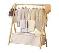 Triangular Bamboo Coat RackStable Foldable Hanger with Storage Bag for Hallway BedroomNatural Color (109x44x116cm)