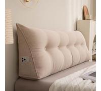 Triangular Bed Backrest Pillow for Twin, Full, Queen, King - Lumbar Support Cushions for Daybed & Reading, Removable Cover, 200x50x20cm, Brown - Comfortable Back Support
