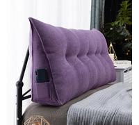 Triangular Bolster Wedge Pillow Large Backrest Support for Reading & Relaxing on Day Beds & Bunk Beds Removable Cover Purple 150x50x20cm