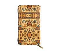triangular building pattern Printed leather wallet, 7.5 x 4.1-inch long credit card holder, portable travel cash wallet