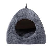 Triangular Cat Cave - Enclosed Kitten Bed, Rest House Pet Bed with Anti Slip Base, Linen Sponge Cat Tent with Washable Cushion, Feline House, Warm Cats Haven for Holiday Season