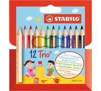 STABILO Trio thick short - Triangular Colouring Pencil - Pack of 12 - Assorted Colours