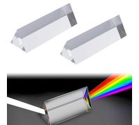 Triangular Crystal Optical Glass Prism 76 x 22 x 12 mm for Light Spectrum, Physics and Photography - 2 Pieces