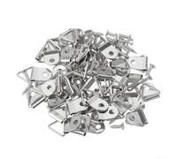 Triangular D-for Ring Picture Frame Hangers for Home Improvement - 50-Pack Black Iron Hooks for Photo Frames, Cross Stitch, Wedding Displa(Silver)