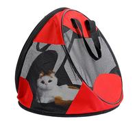Triangular Dog Transport Box, Portable Cat Transport Box for Outdoor Use, Suitable for Cats with a Maximum Weight of 7.2 kg, Perfect for Travel, Hiking, Camping, Red