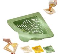 Triangular Drain Basket, Triangular Sink Strainer with Twist-Open Bottom, Corner Sink Organizer for Food Scraps, Vegetable Rinsing & Storage (Green)